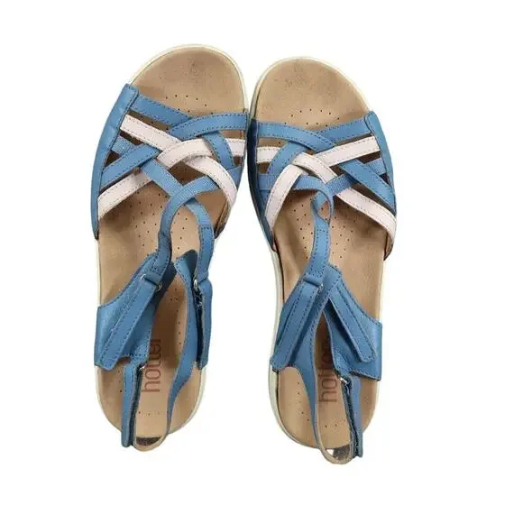 Hotter Shoes Womens 8 Sandal Maisie Comfort Fashion Leather Strappy Walking Blue - Picture 8 of 14